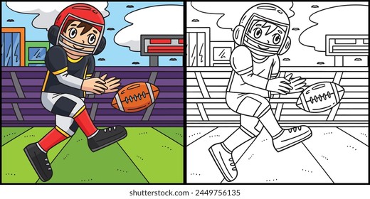 American Football Player Kicking Ball Illustration