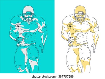 American football player labels, emblems and logo. Vector illustration