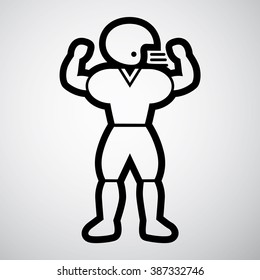American football player, line icon. Vector illustration.