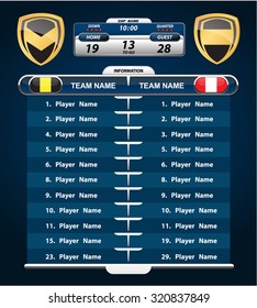 American Football. Player Line up with set of infographic elements