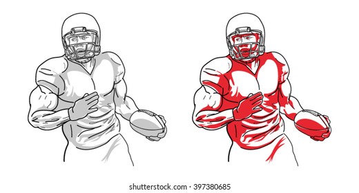 American football player logo, emblem, badge, label and design elements. Illustration