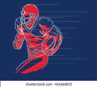 American football player logo, emblem, badge, label and design elements. Illustration