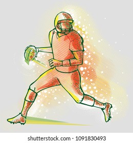 American football player on a graphic background