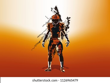 American football player in a orange background
