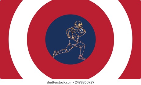 american football player in outline neon isolated in black, running for victory
