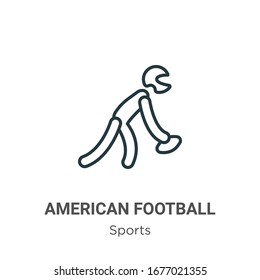 American football player picking the ball outline vector icon. Thin line black american football player picking the ball icon, flat vector simple element illustration from editable sports concept 