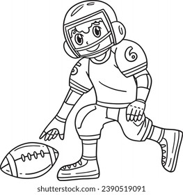 American Football Player Picking Up Ball Isolated 