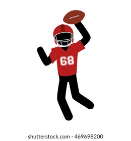 american football player playing ball helmet pose vector  isolated and flat illustration