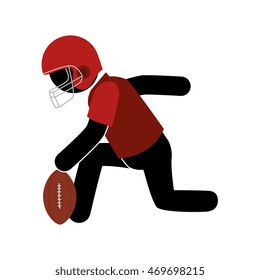 american football player playing ball helmet pose vector  isolated and flat illustration