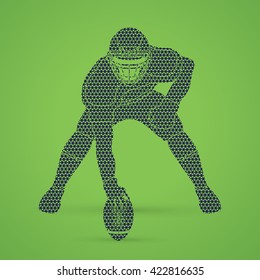American football player posing designed using geometric pattern graphic vector