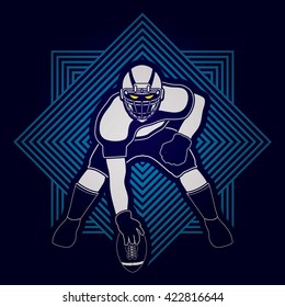 American football player posing designed on line square background graphic vector