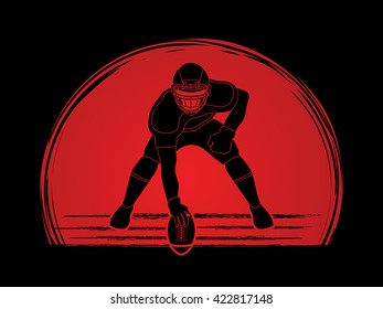 American football player posing designed on sunset background graphic vector