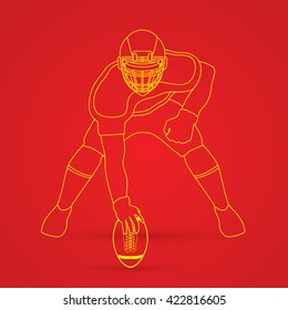 American football player posing outline graphic vector