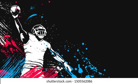 American football player. Quarterback isolated on white. Super bowl sport theme vector illustration.