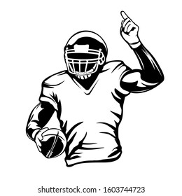 American football player. Quarterback isolated on white. Super sport theme vector illustration.