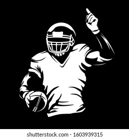 American football player. Quarterback isolated on white. Super sport theme vector illustration.