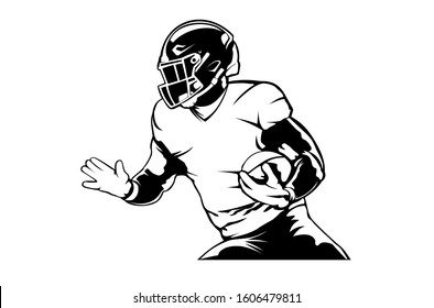 American football player. Quarterback isolated on white. Super sport theme vector illustration.