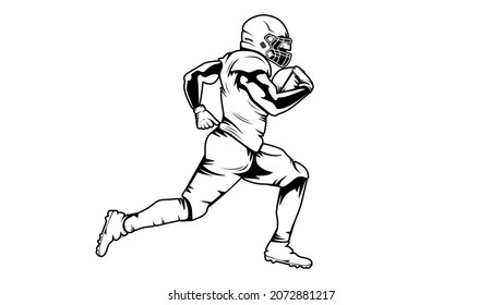 American Football Player. Quarterback Isolated On White. Superl Sport Theme Vector Illustration.