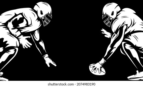 American football player. Quarterback isolated on white. Superl sport theme vector illustration.