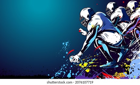 American football player. Quarterback isolated on white. Superl sport theme vector illustration.