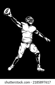 American Football Player. Quarterback Isolated Illustration. Football Player Vector. Sport Theme Vector Illustration.