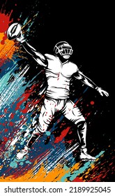 Futbolista americano. Ilustración aislada de Quarterback. Vector del jugador de fútbol. Campeón de fútbol americano. Ilustración vectorial del tema deportivo.