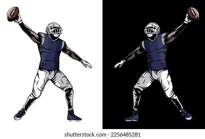 American football player. Quarterback isolated illustration. Football player vector. American football championship. Sport theme vector illustration.