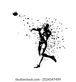 Jogador de futebol americano, quarterback, silhueta isolada, logotipo vetorial. Atleta de futebol americano