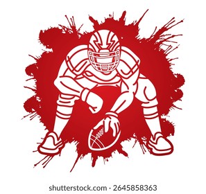 American Football Player Ready to Fight Action Sport Cartoon Graphic Vector