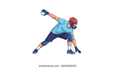 American football player ready to throw the ball in a dynamic stance for a competitive game