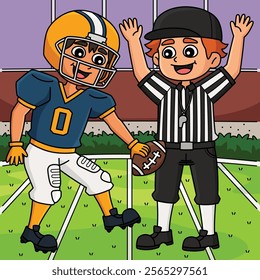 American Football Player and Referee Colored 