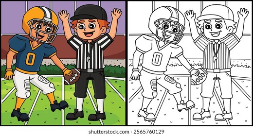 American Football Player and Referee Illustration