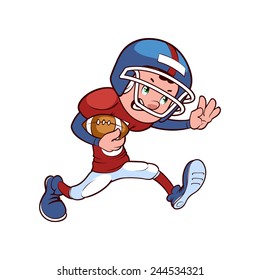 American football player run with ball. Vector clip-art illustration on a white background.