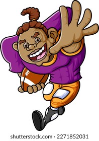 American Football Player running with the ball of illustration