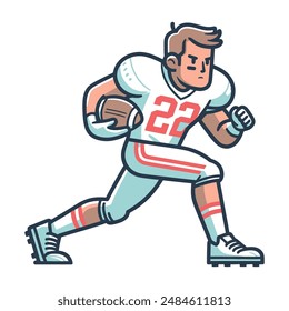 american football player running with ball cartoon illustration