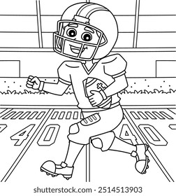 American Football Player Running a Ball Coloring
