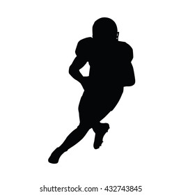 American football player running with ball. Quarterback vector silhouette