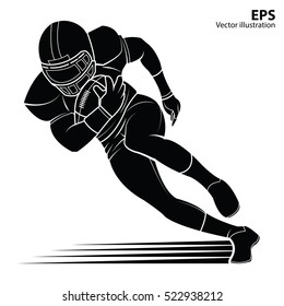 American football player running with the ball. silhouette Vector illustration.