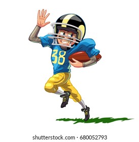American  Football Player running with the ball