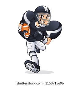 American football player running cartoon character design vector illustration