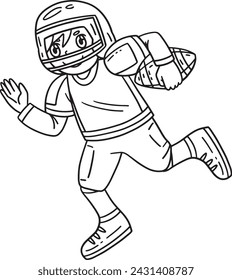 American Football Player Running Isolated Coloring