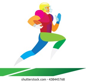 American football player is running in a swift attack