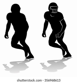 american football player silhouette, black and white illustration, white background