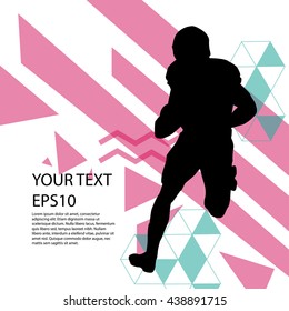 American football player silhouette colorful modern design background