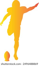 American Football Player Silhouette with Gradient Colors. Vector Illustration Isolated on White Background