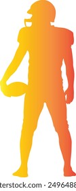 American Football Player Silhouette with Gradient Colors. Vector Illustration Isolated on White Background