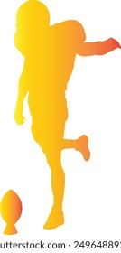 American Football Player Silhouette with Gradient Colors. Vector Illustration Isolated on White Background