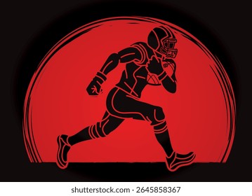 American Football Player Silhouette Running Action Sport Cartoon Graphic Vector