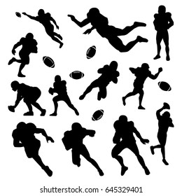 American Football Player Silhouette Set