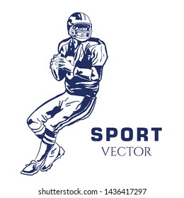 American Football player. Sport Vector Drawing